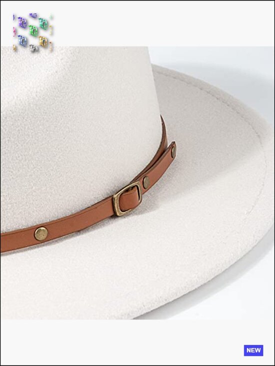 Classic Felt Fedora Wide Brim Floppy with Belt Buckle Panama Hat main image 7